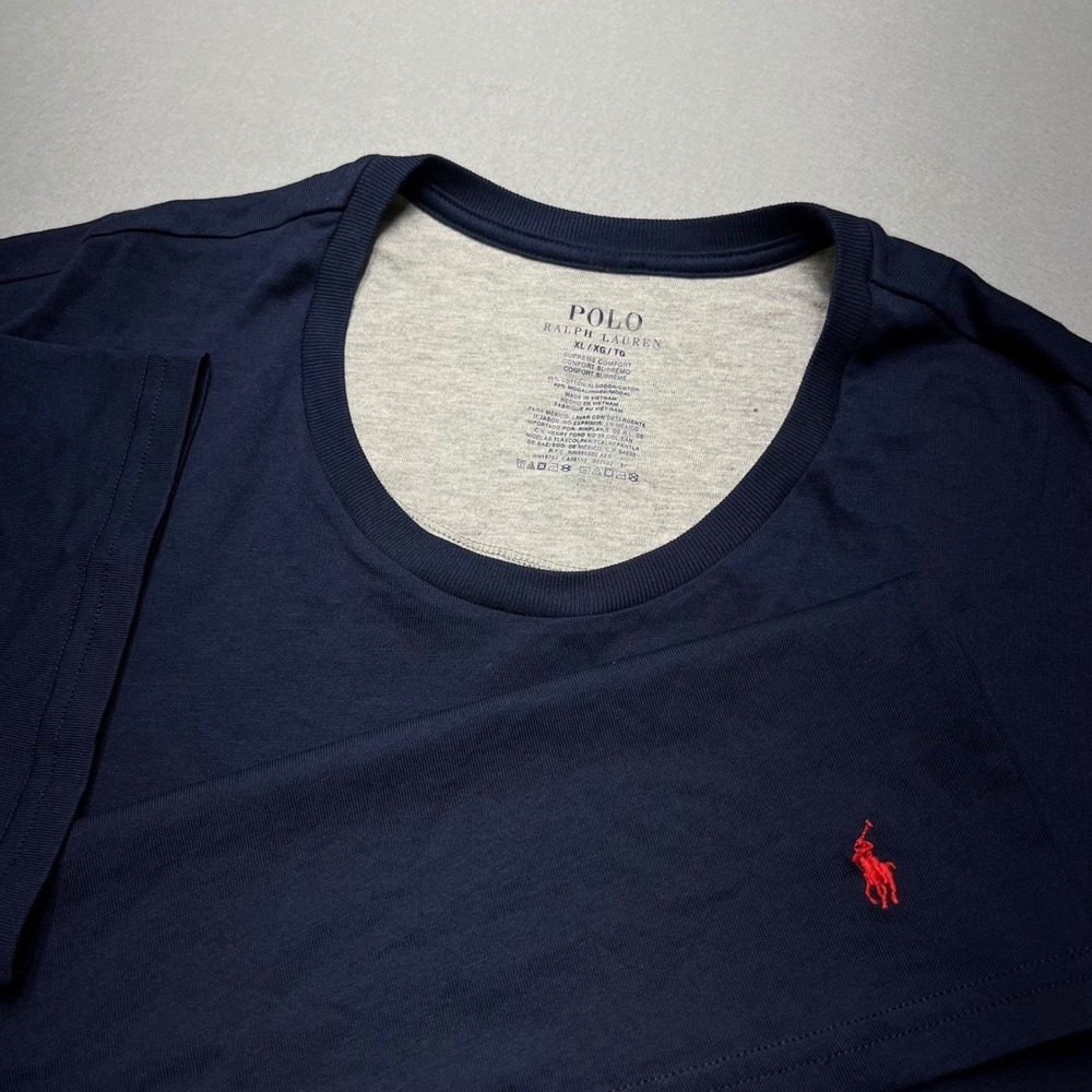 Polo Ralph Lauren Men XL Supreme Comfort T-Shirt Navy Blue Red Pony Cotton Modal